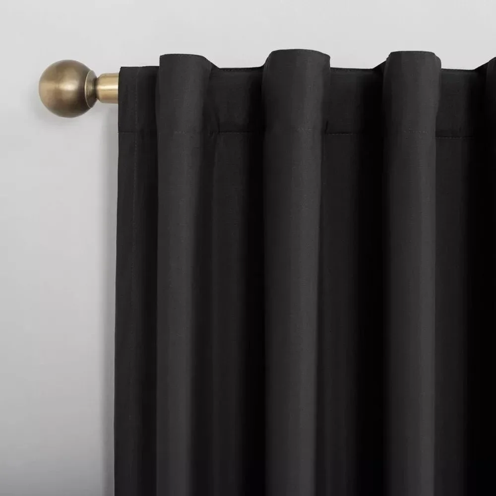 Sun Zero Cyrus Charcoal Blackout Back Tab Single Black Curtain Panel 40